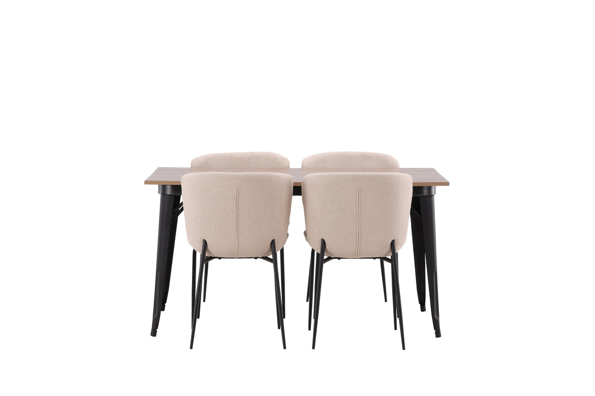 Venture Design Tempe & Modesto Rektangulära Matbord 140 x 80 Valnöt + Matstolar 2-pack Brun