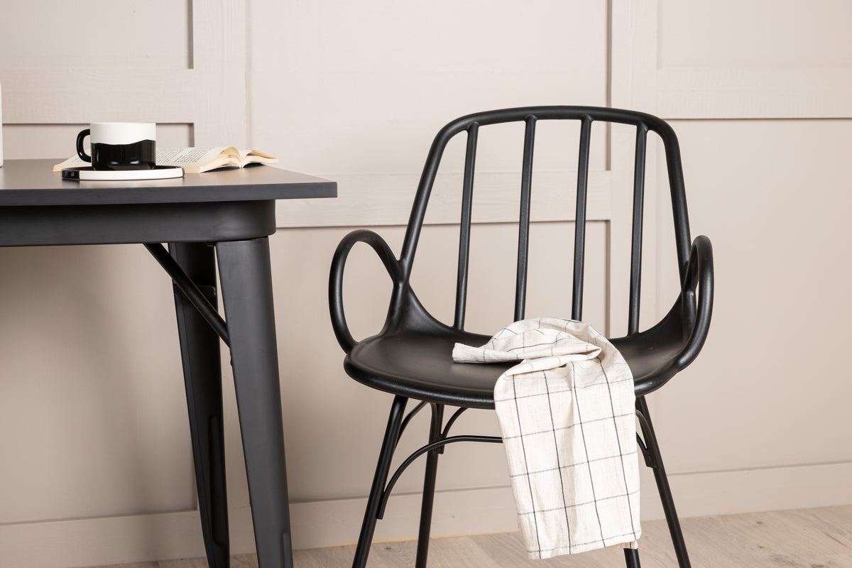 Venture Design Tempe & Dyrön Rektangulära Matbord 80 x 80 Svart + Matstolar 2-pack Svart