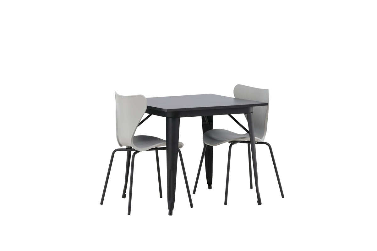 Venture Design Tempe & Estes Matbord 80x80 + Matstolar Ljusgrå