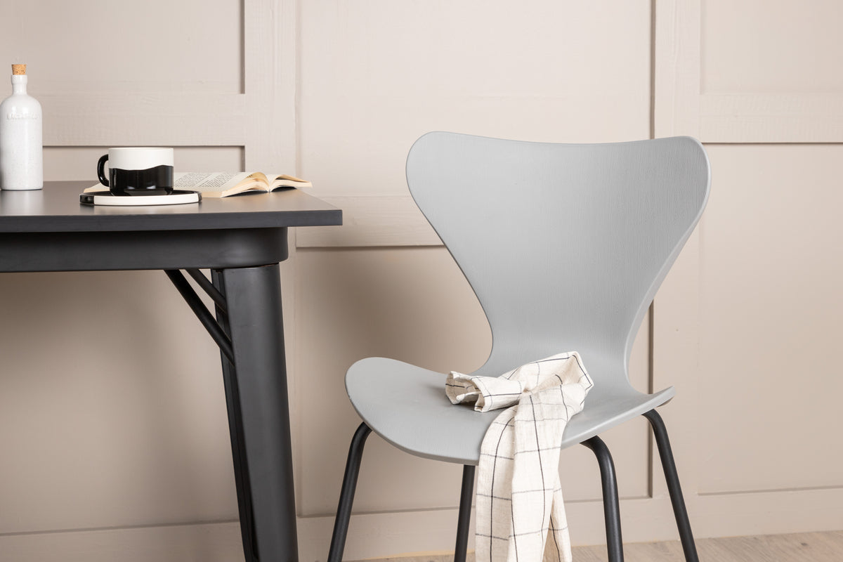 Venture Design Tempe & Estes Matbord 80x80 + Matstolar Ljusgrå