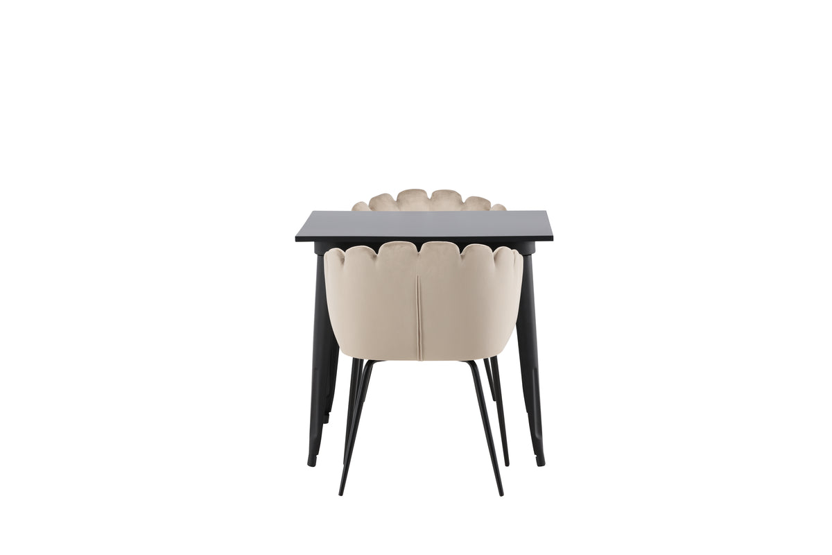 Venture Design Limhamn & Tempe Matstolar Beige + Rektangulära Matbord 80 x 80 Svart