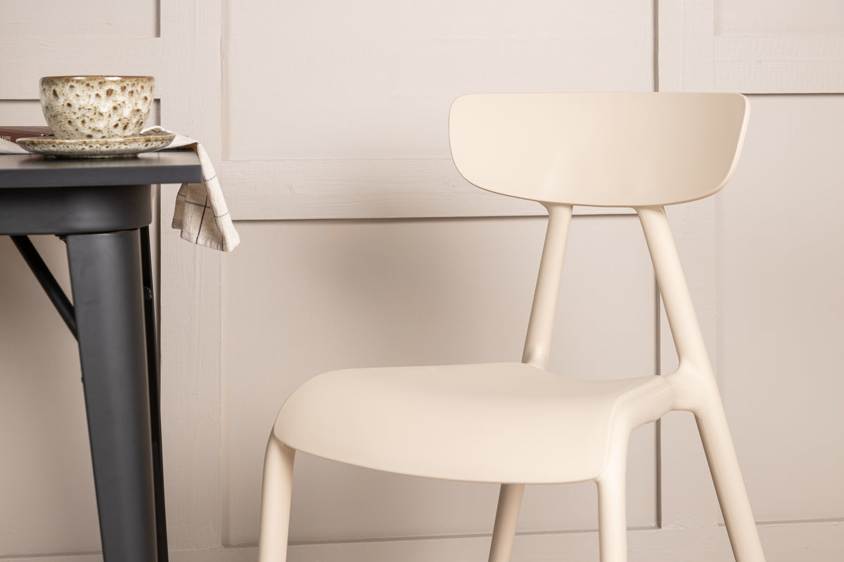 Venture Design Tempe & Ursholmen Rektangulära Matbord 80 x 80 Svart + Matstolar 2-pack Beige