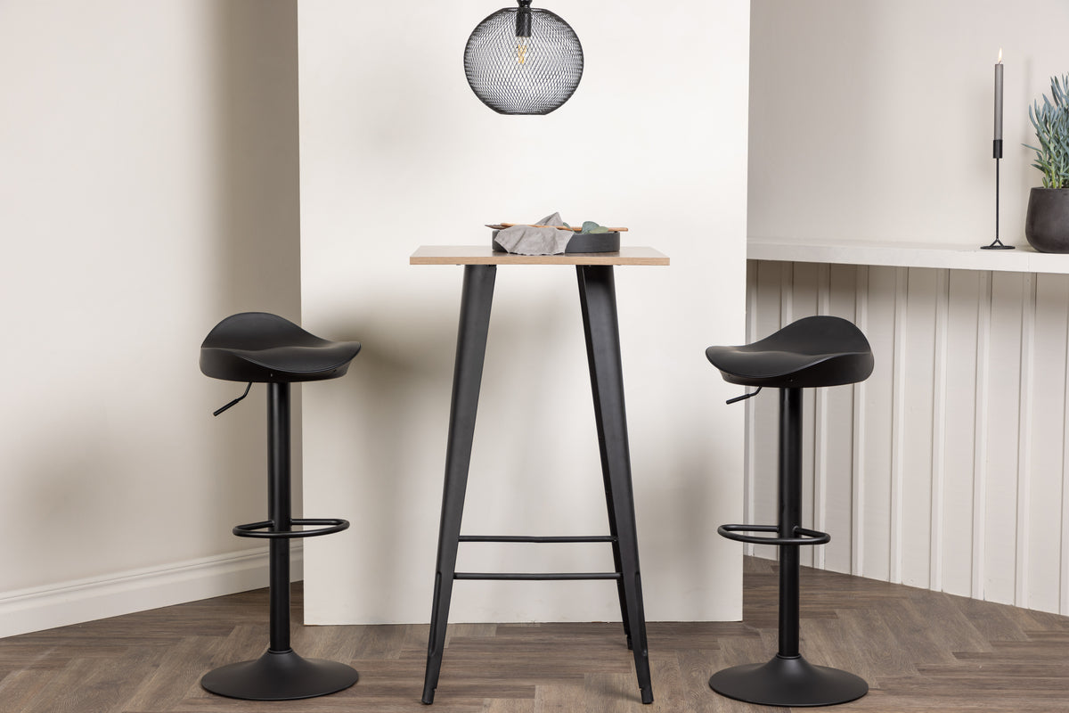 Venture Design Tempe & Adesto Barbord 60 x 60 Valnöt + Barstolar 2-pack Svart