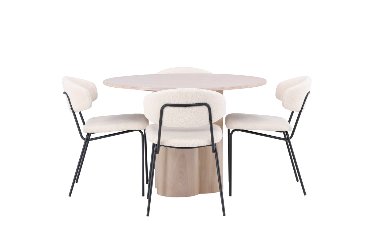 Venture Design Chico & Olivia Matstolar 2-pack Vit + Runda Matbord ⌀110 Vitputsad