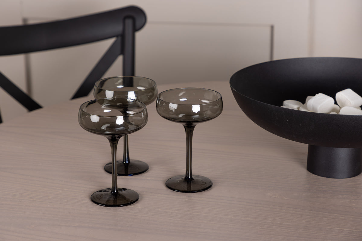 Venture Design Crosett & Olivia Matstolar 2-pack Svart + Runda Matbord ⌀110 Vitputsad
