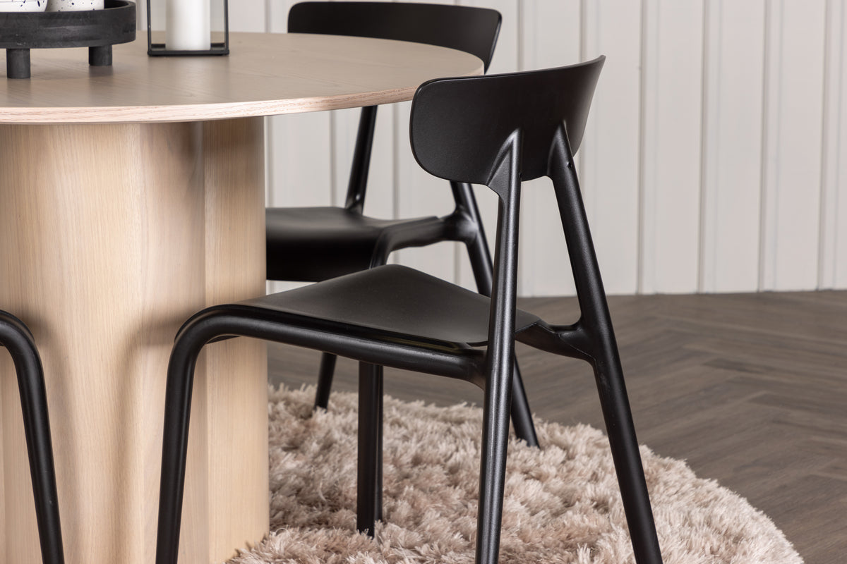 Venture Design Ursholmen & Olivia Matstolar 2-pack Svart + Runda Matbord ⌀110 Vitputsad