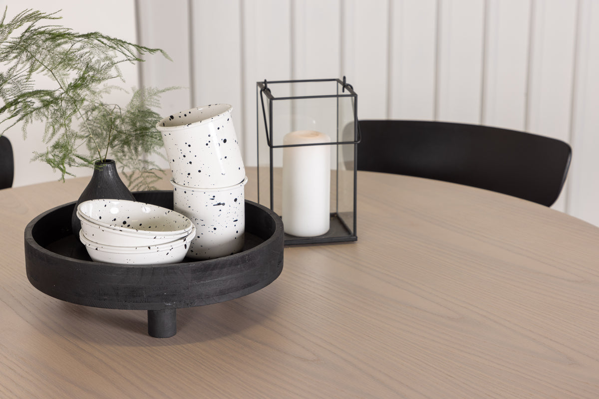 Venture Design Ursholmen & Olivia Matstolar 2-pack Svart + Runda Matbord ⌀110 Vitputsad