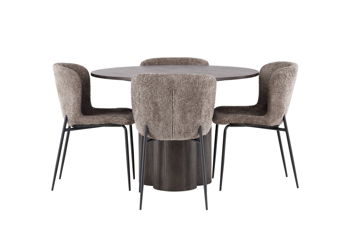 Venture Design Modesto & Olivia Matstolar 2-pack Brun + Runda Matbord ⌀110 Mocka