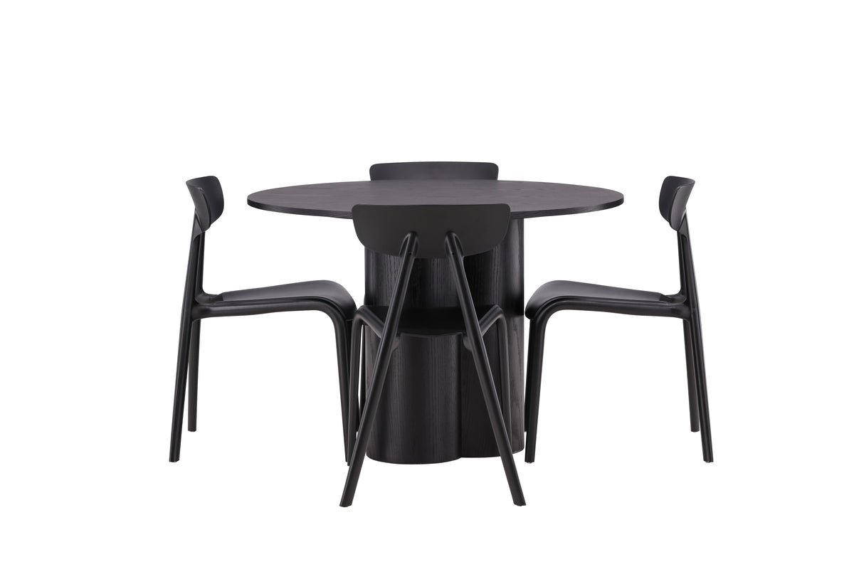 Venture Design Ursholmen & Olivia Matstolar 2-pack Svart + Runda Matbord ⌀110 Svart