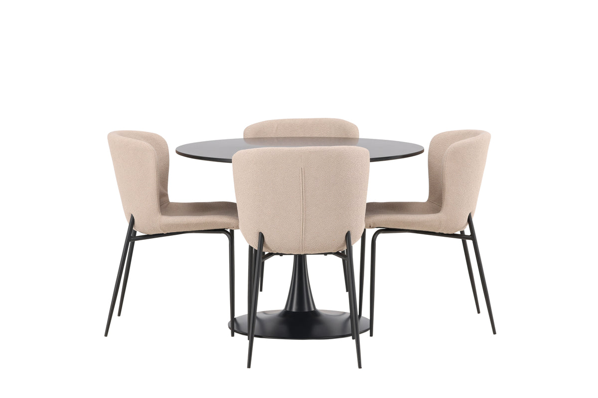 Venture Design Modesto & Glade Matstolar 2-pack Brun + Runda Matbord ⌀100 Svart