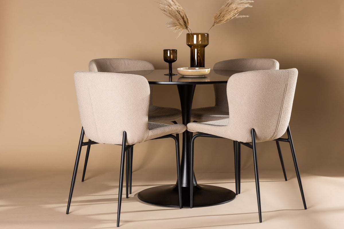 Venture Design Modesto & Glade Matstolar 2-pack Brun + Runda Matbord ⌀100 Svart