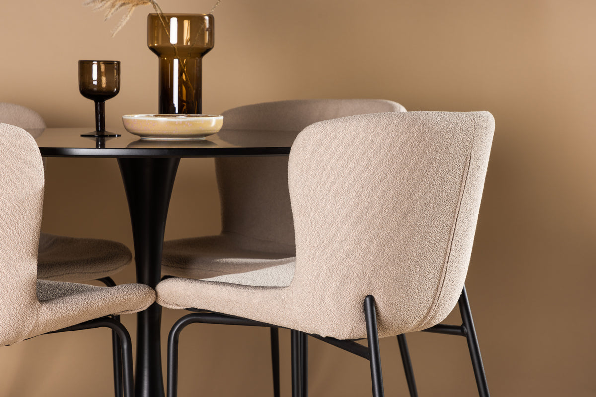 Venture Design Modesto & Glade Matstolar 2-pack Brun + Runda Matbord ⌀100 Svart