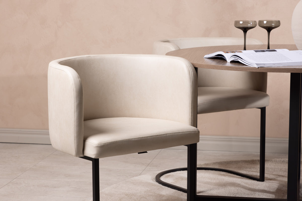 Venture Design Durango & Simrishamn Runda Matbord ⌀120 Valnöt + Matstolar Beige