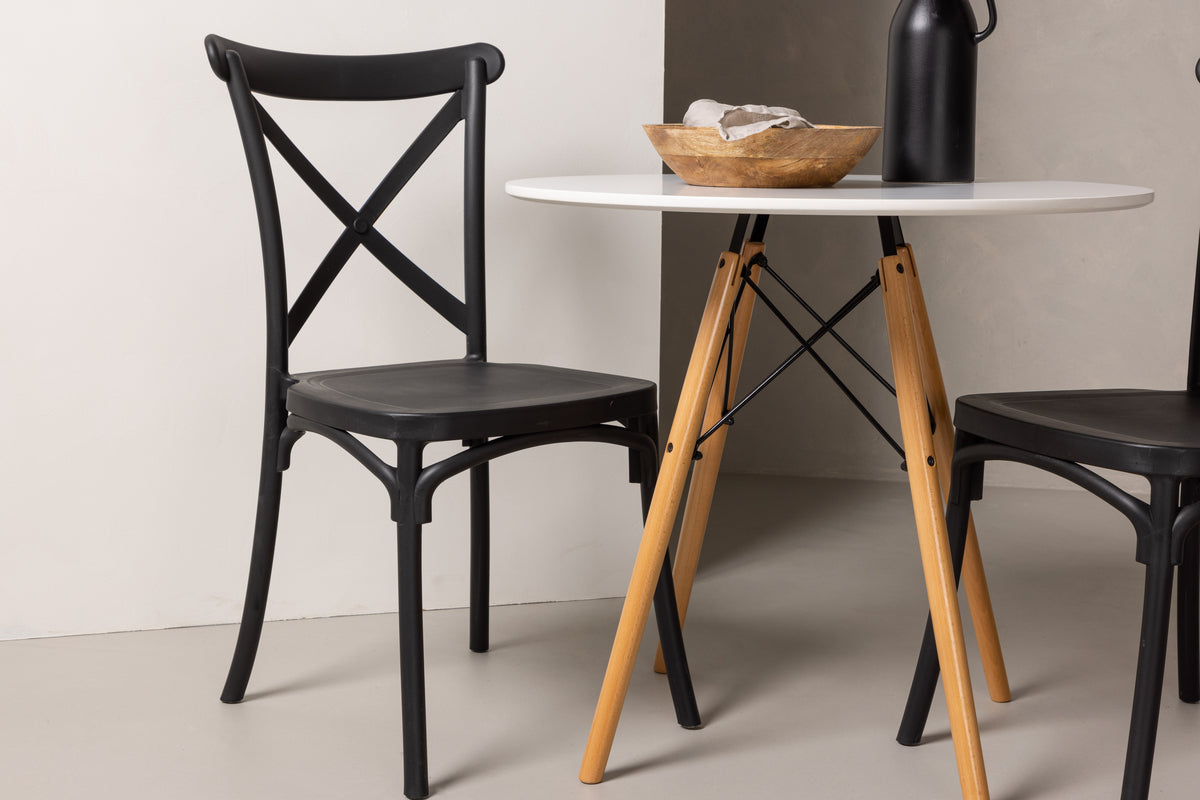Venture Design Crosett & Danburi Matstolar 2-pack Svart + Runda Matbord ⌀60 Vit