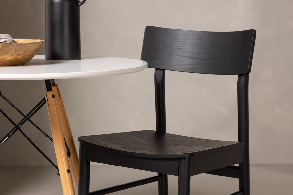 Venture Design Montros & Danburi Matstolar 2-pack Svart + Runda Matbord ⌀60 Vit