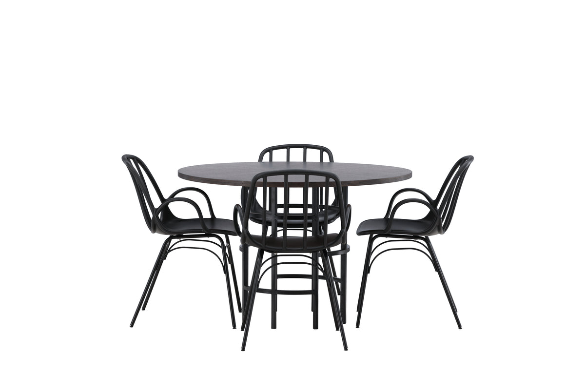 Venture Design Dyrön & Copenhagen Matstolar 2-pack Svart + Runda Matbord ⌀115 Mocka