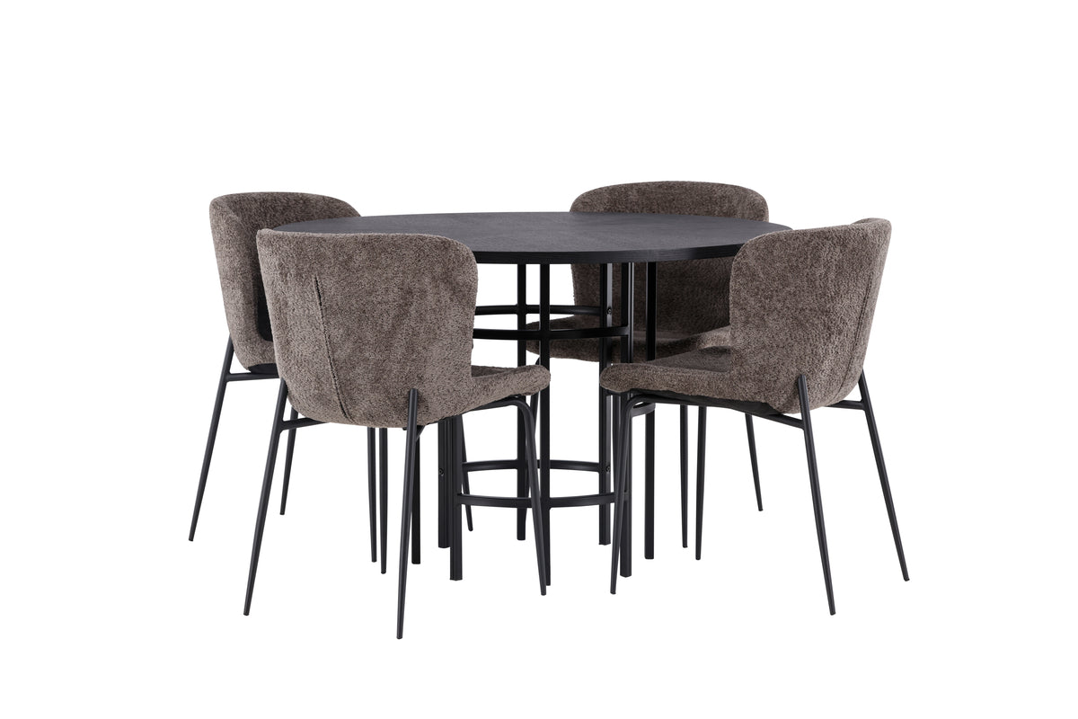 Venture Design Modesto & Copenhagen Matstolar 2-pack Brun + Runda Matbord ⌀115 Svart