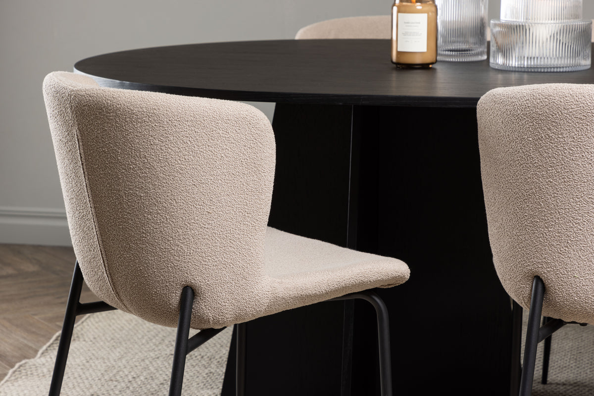 Venture Design Bootcut & Modesto Ovala Matbord 230 x 115 Svart + Matstolar 2-pack Brun