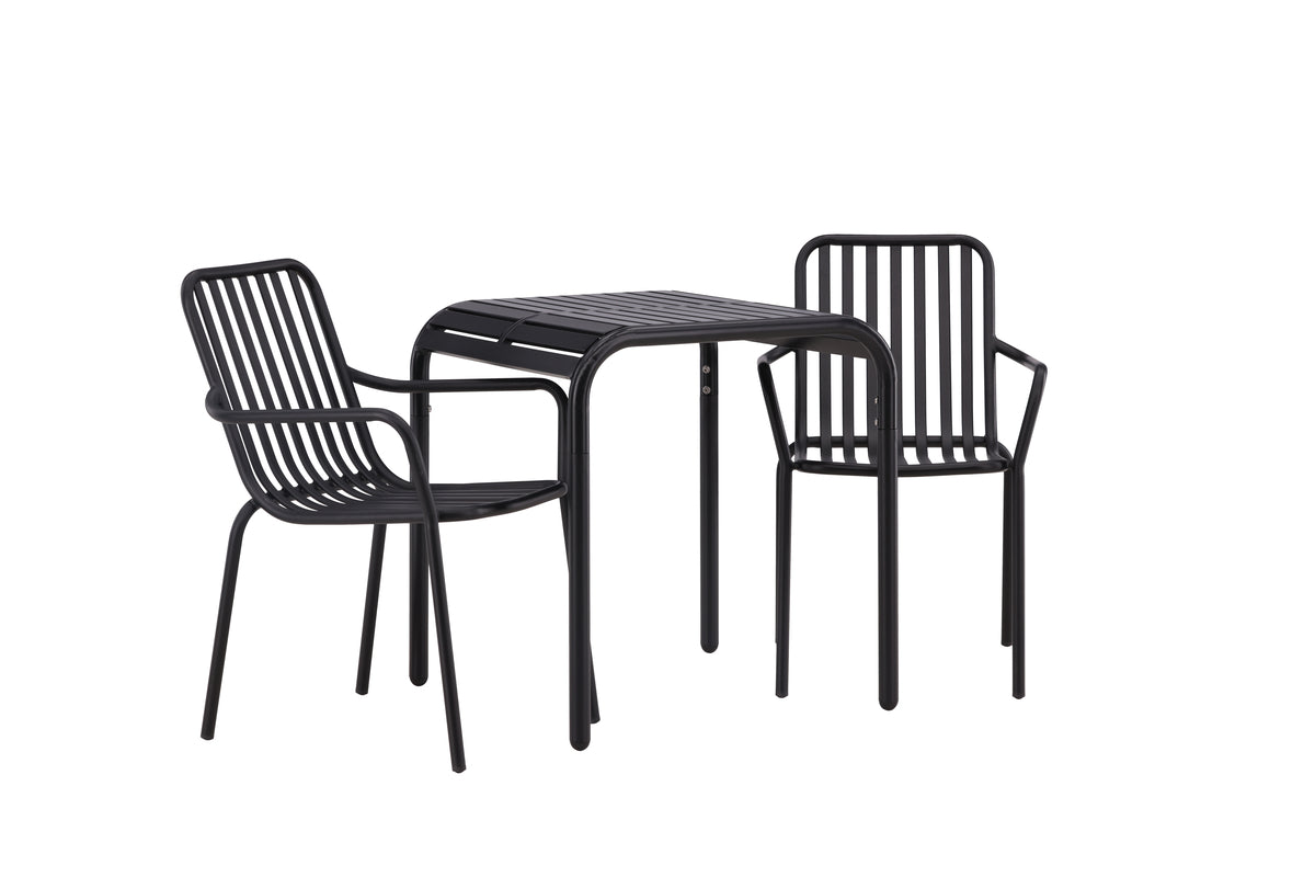 Venture Design Borneo & Peking Cafebord 70 x 70 Svart + Matstolar 2-pack Svart