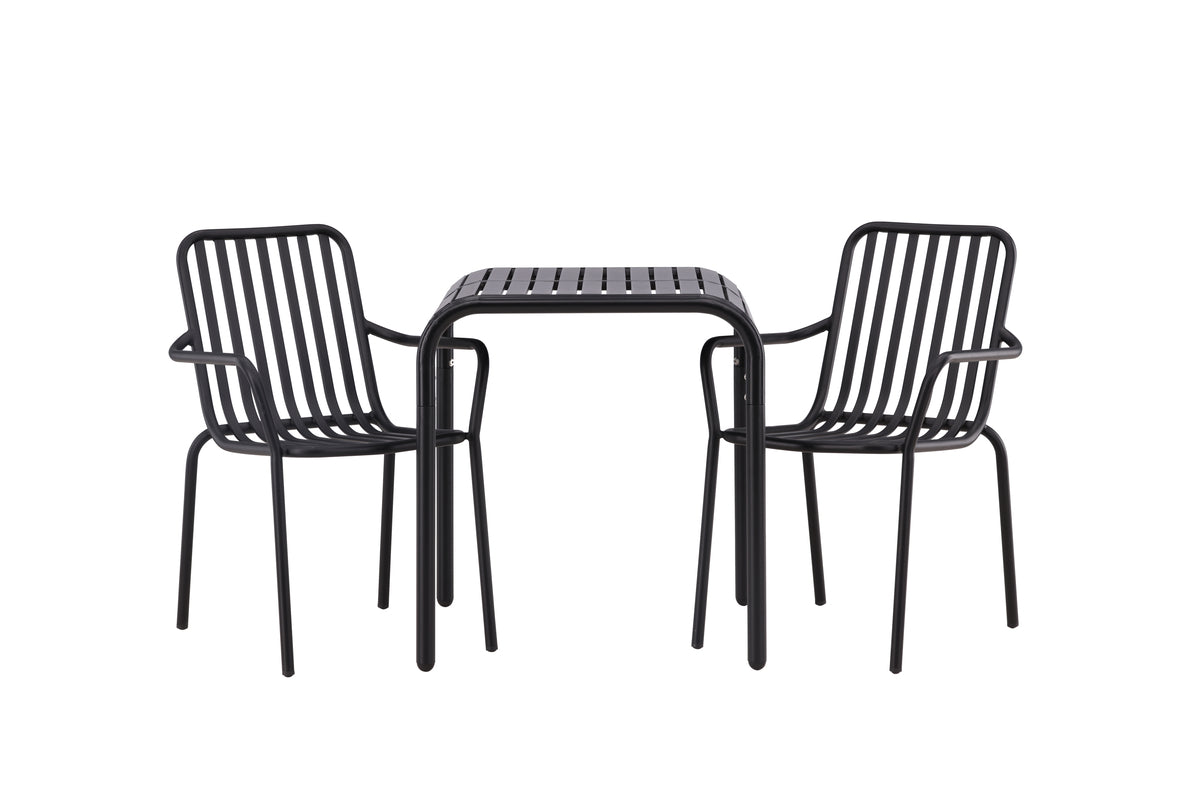 Venture Design Borneo & Peking Cafebord 70 x 70 Svart + Matstolar 2-pack Svart