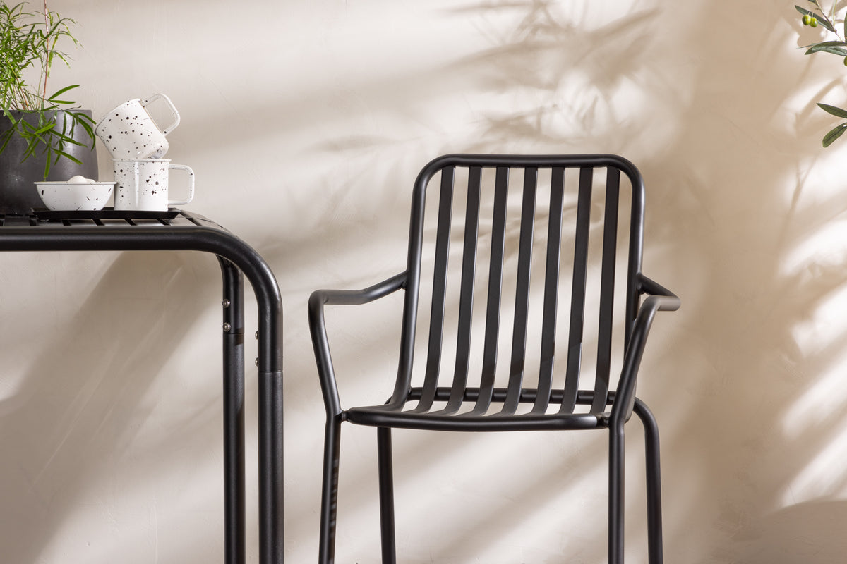 Venture Design Borneo & Peking Cafebord 70 x 70 Svart + Matstolar 2-pack Svart