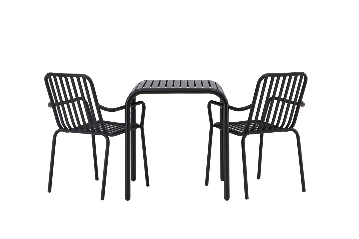 Venture Design Borneo & Peking Cafebord 70 x 70 Svart + Matstolar 2-pack Svart