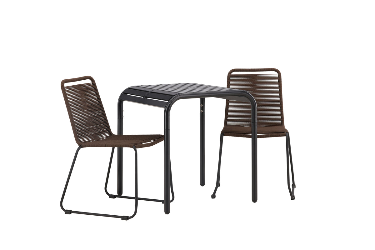 Venture Design Borneo & Lindos Cafebord 70x70x76 Svart + Matstolar Brun