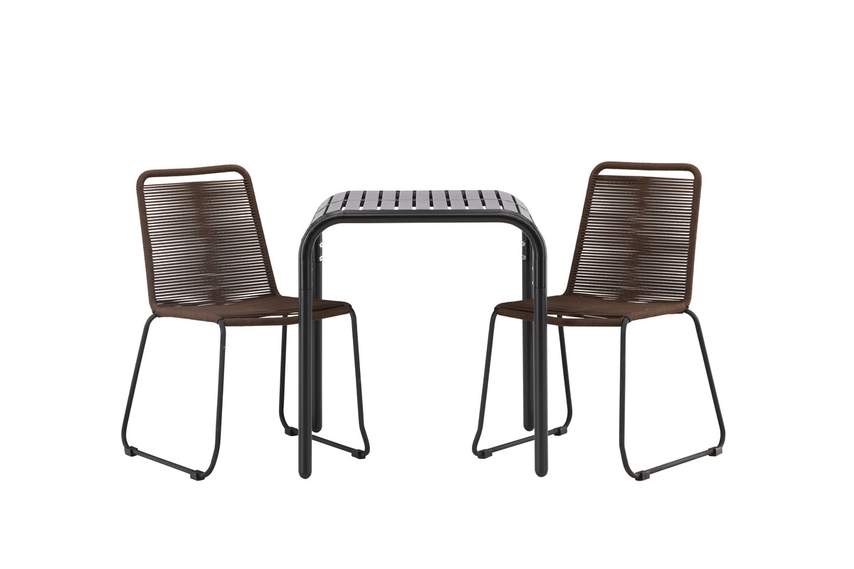 Venture Design Borneo & Lindos Cafebord 70x70x76 Svart + Matstolar Brun
