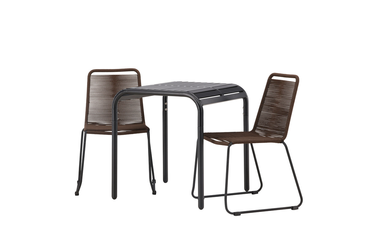 Venture Design Borneo & Lindos Cafebord 70x70x76 Svart + Matstolar Brun