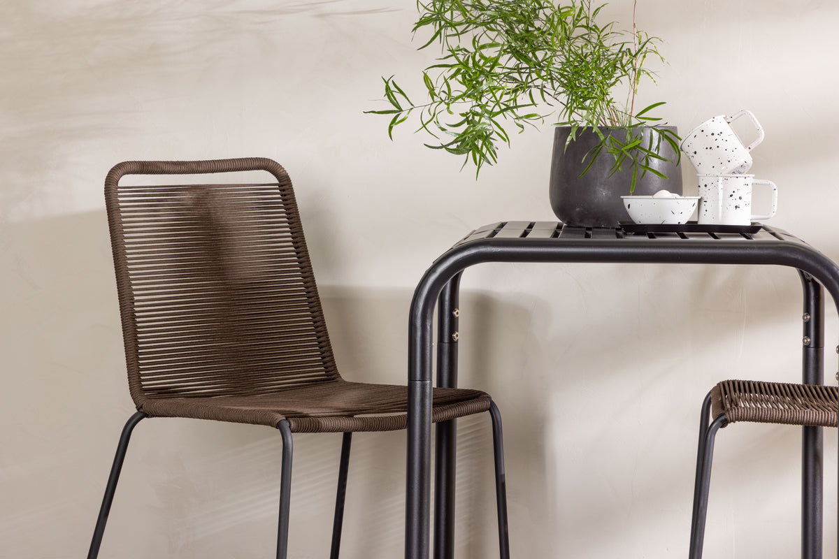 Venture Design Borneo & Lindos Cafebord 70x70x76 Svart + Matstolar Brun