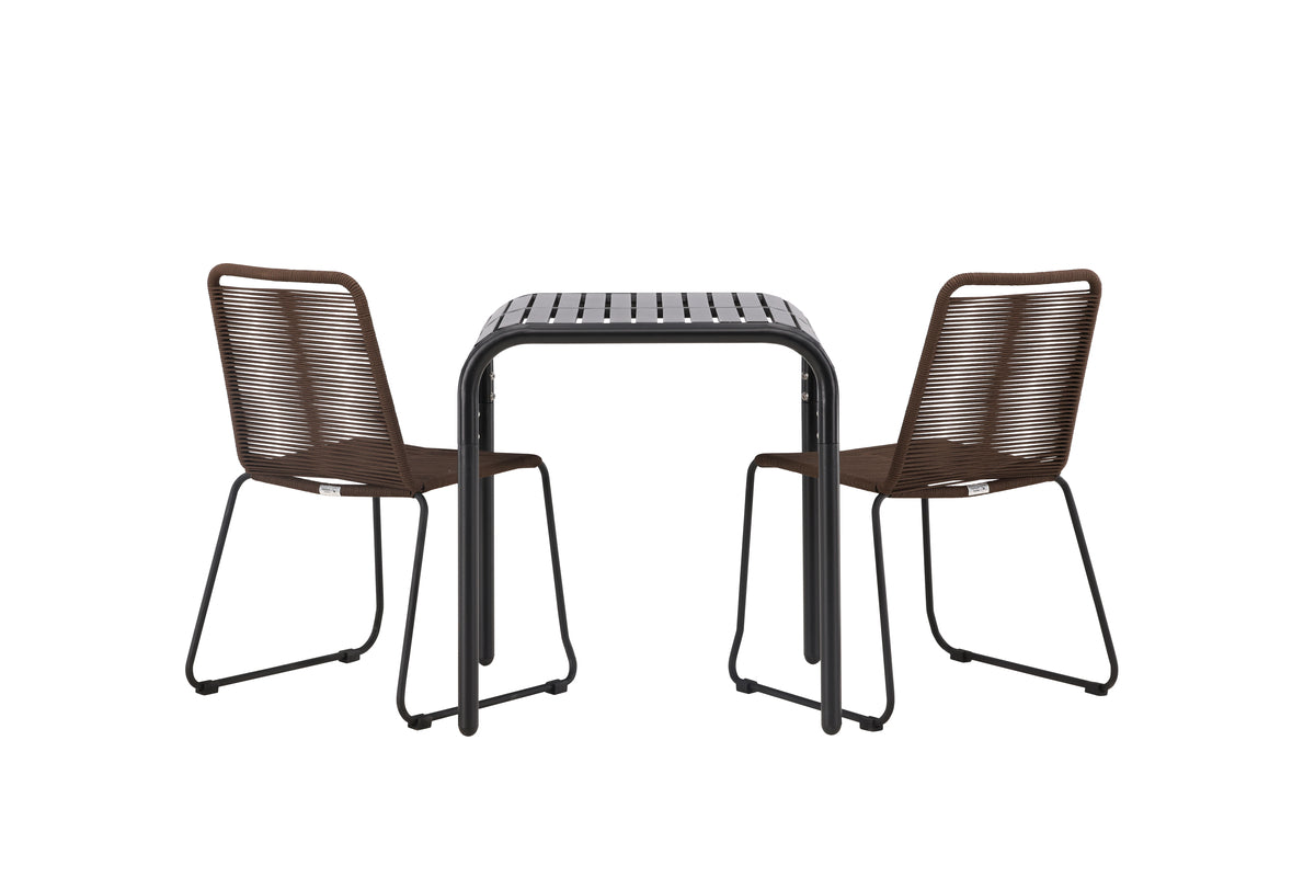 Venture Design Borneo & Lindos Cafebord 70x70x76 Svart + Matstolar Brun