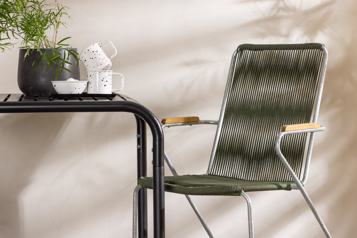 Venture Design Borneo & Bois Cafebord 70 x 70 Svart + Matstolar 2-pack Grön