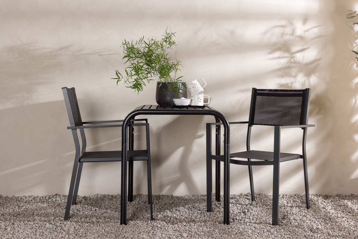 Venture Design Copacabana & Borneo Matstolar 2-pack Svart + Cafebord 70 x 70 Svart