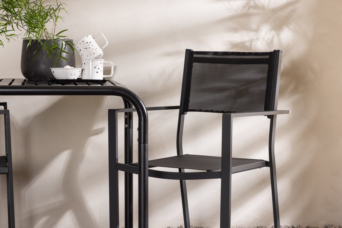 Venture Design Copacabana & Borneo Matstolar 2-pack Svart + Cafebord 70 x 70 Svart