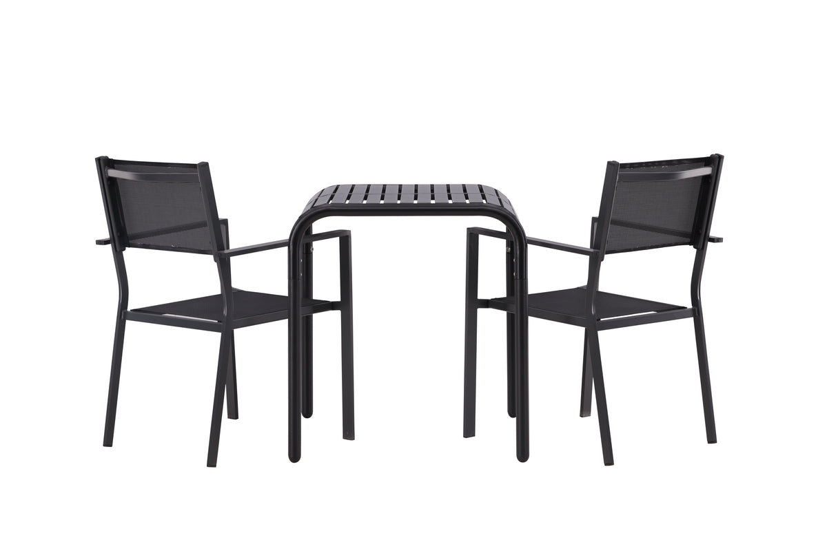 Venture Design Copacabana & Borneo Matstolar 2-pack Svart + Cafebord 70 x 70 Svart