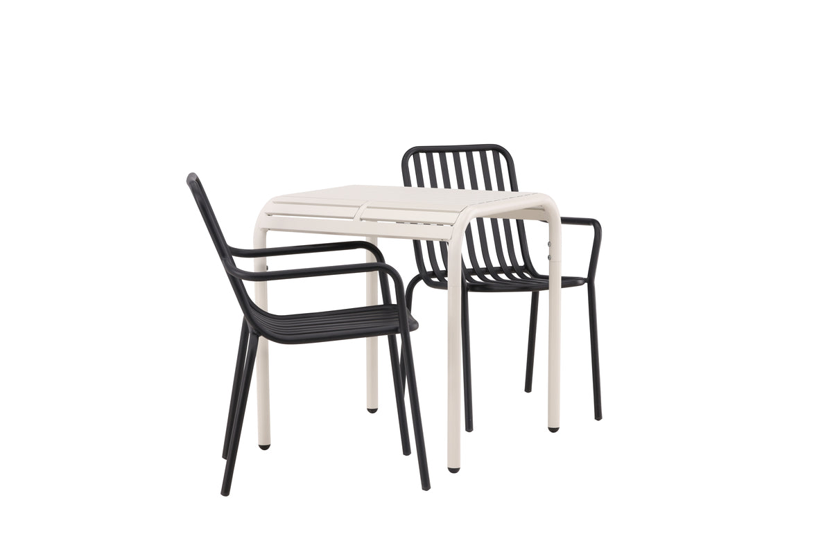 Venture Design Borneo & Peking Cafebord 70 x 70 Beige + Matstolar 2-pack Svart