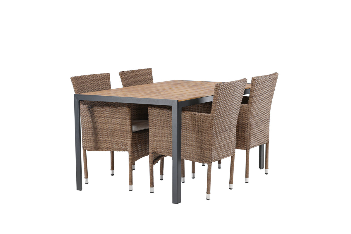 Venture Design Malina & Break Matstolar 2-pack Natur + Rektangulära Matbord 150 x 90 Svart