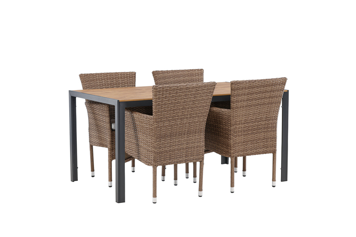 Venture Design Malina & Break Matstolar 2-pack Natur + Rektangulära Matbord 150 x 90 Svart