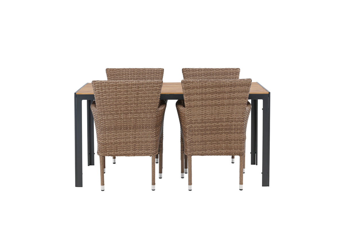 Venture Design Malina & Break Matstolar 2-pack Natur + Rektangulära Matbord 150 x 90 Svart