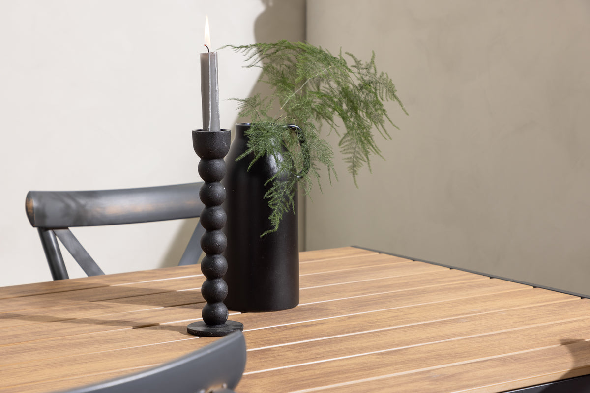 Venture Design Break & Tablas Rektangulära Matbord 150 x 90 Svart + Matstolar 2-pack Mörkgrå
