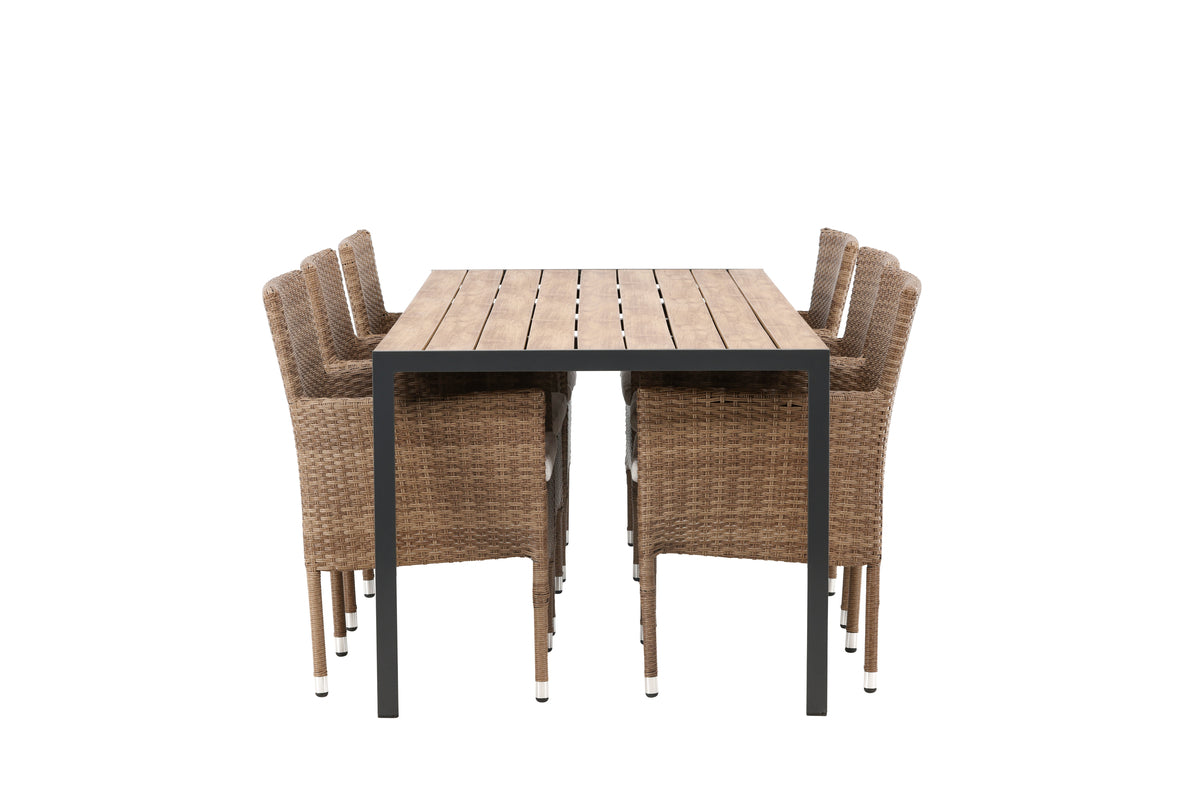 Venture Design Malina & Break Matstolar Natur + Rektangulära Matbord 205x90x74 Natur