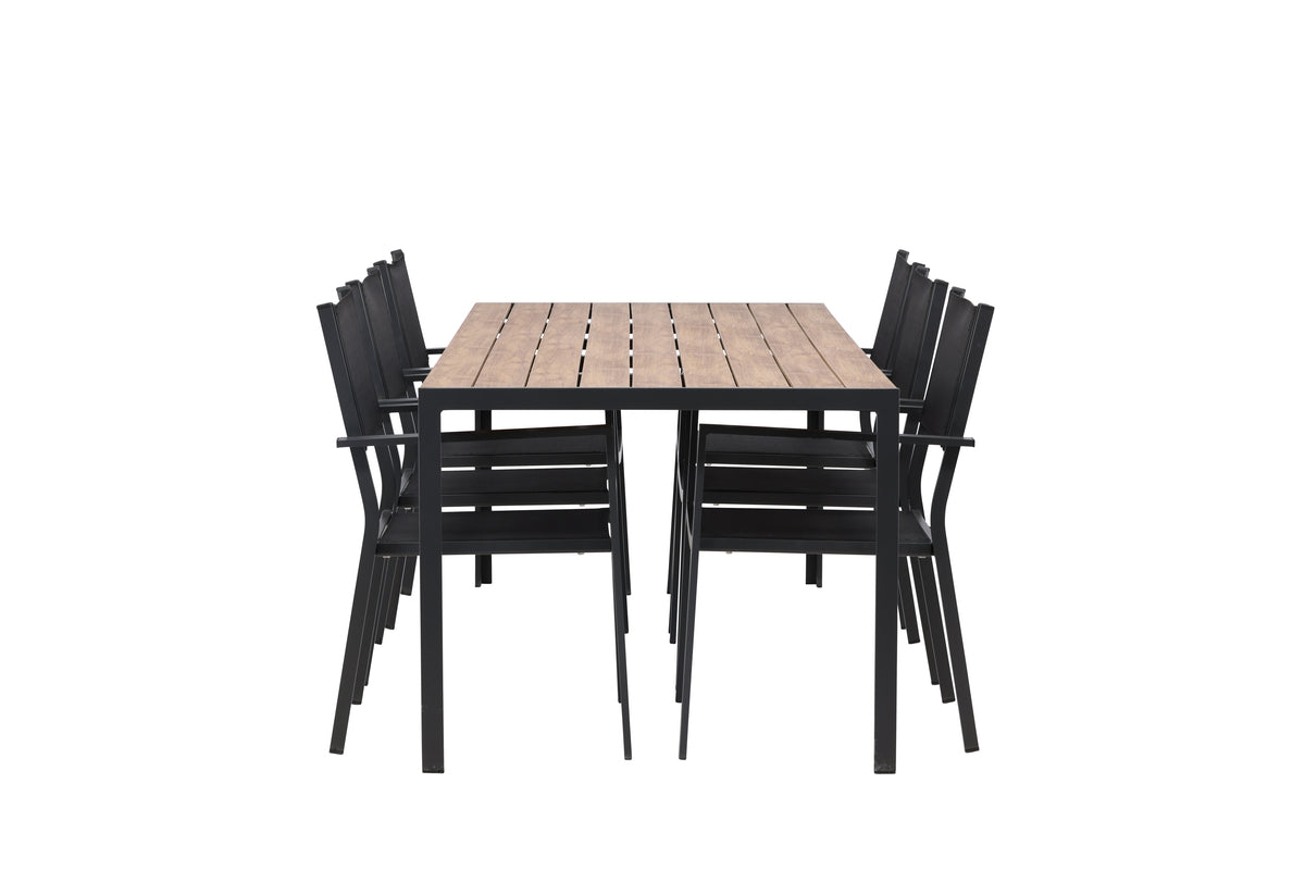 Venture Design Copacabana & Break Matstolar Svart + Rektangulära Matbord 205x90x74 Natur