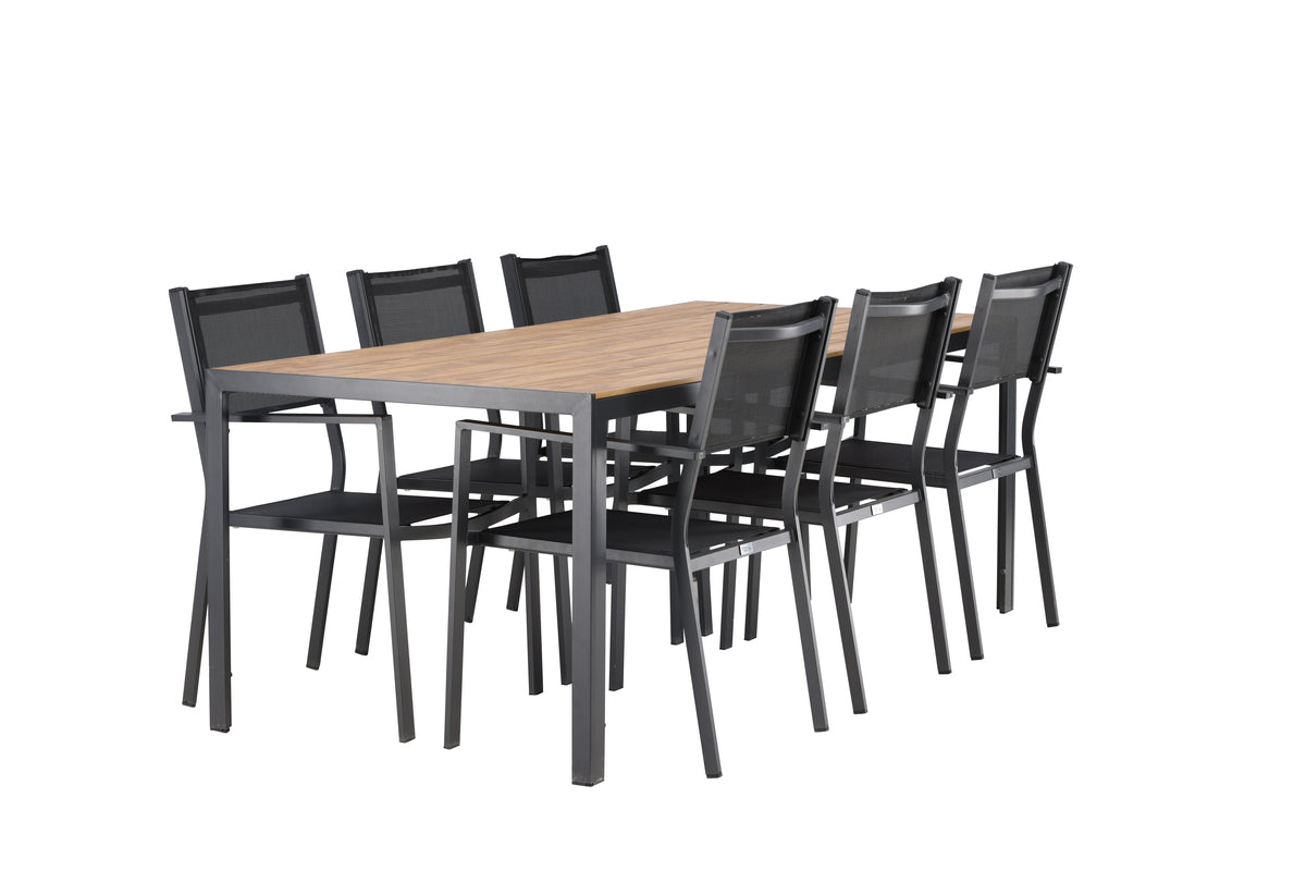 Venture Design Copacabana & Break Matstolar Svart + Rektangulära Matbord 205x90x74 Natur