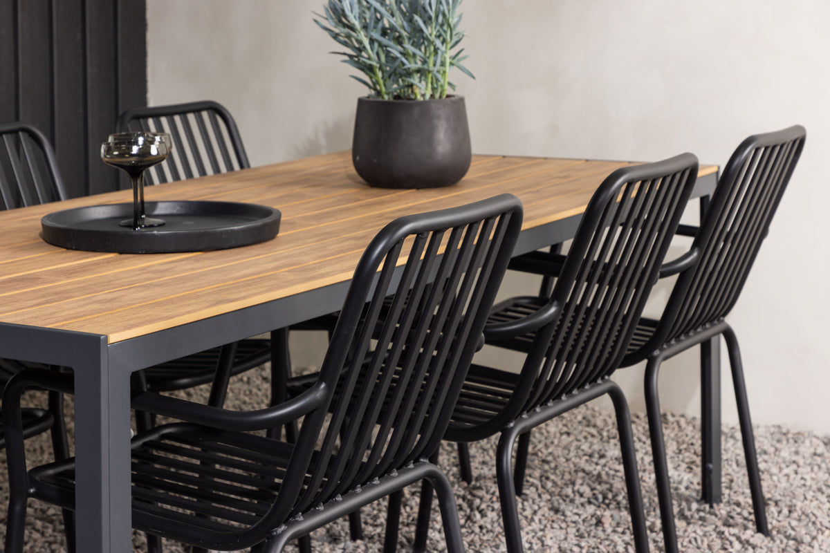 Venture Design Break & Peking Rektangulära Matbord 205 x 90 Natur + Matstolar 2-pack Svart