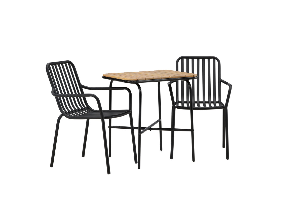 Venture Design Holmbeck & Peking Cafebord 70 x 55 Natur + Matstolar 2-pack Svart