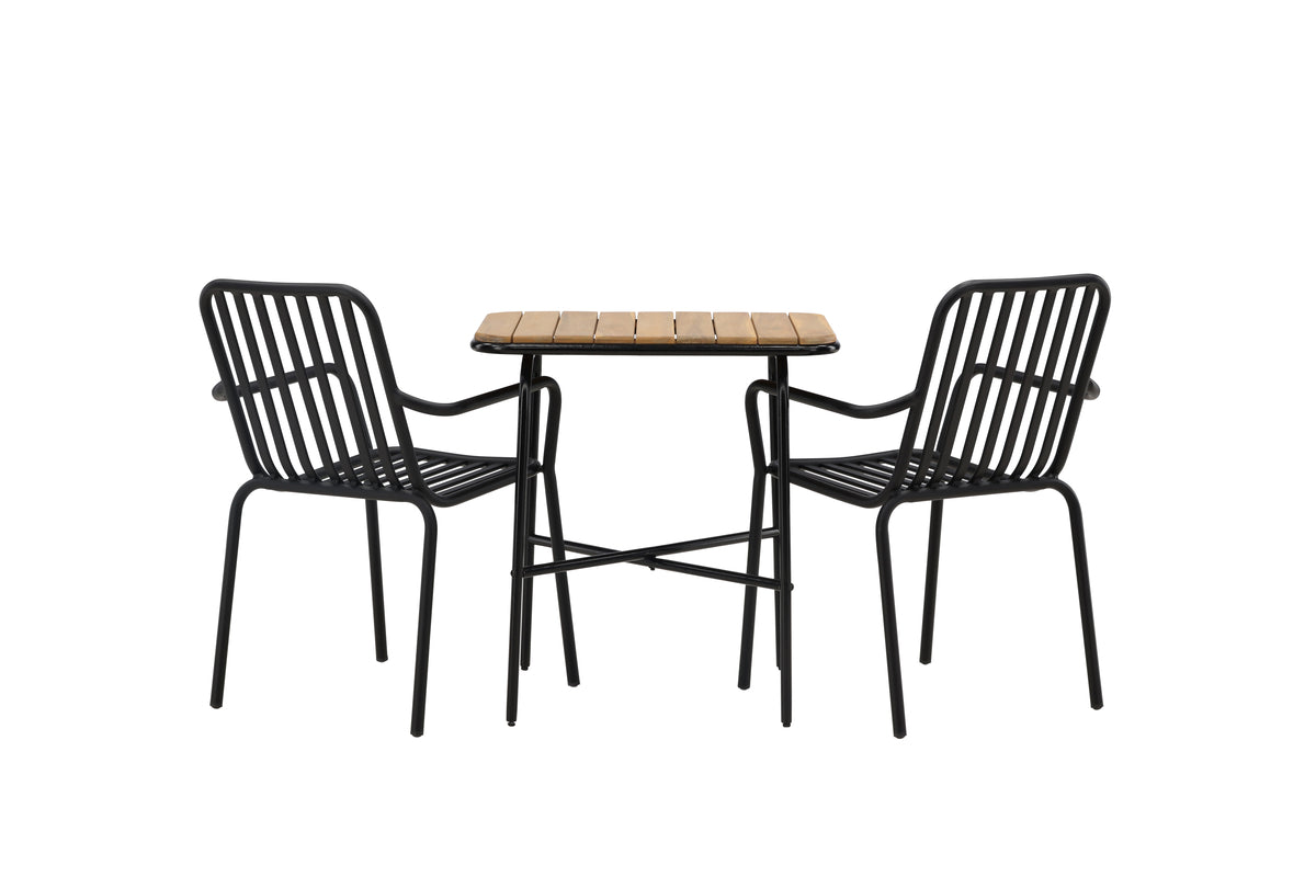 Venture Design Holmbeck & Peking Cafebord 70 x 55 Natur + Matstolar 2-pack Svart