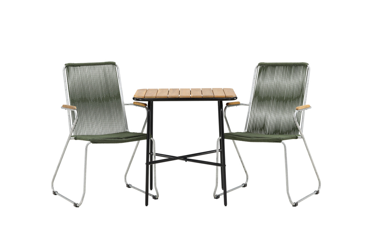 Venture Design Holmbeck & Bois Cafebord 70 x 55 Natur + Matstolar 2-pack Grön