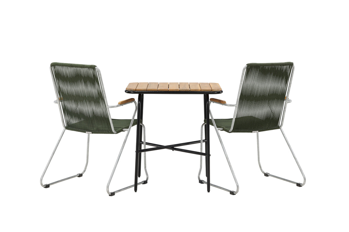 Venture Design Holmbeck & Bois Cafebord 70 x 55 Natur + Matstolar 2-pack Grön