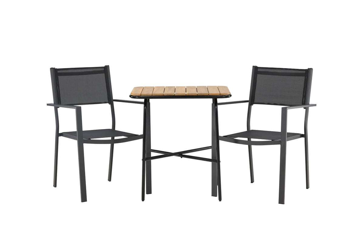 Venture Design Copacabana & Holmbeck Matstolar 2-pack Svart + Cafebord 70 x 55 Natur