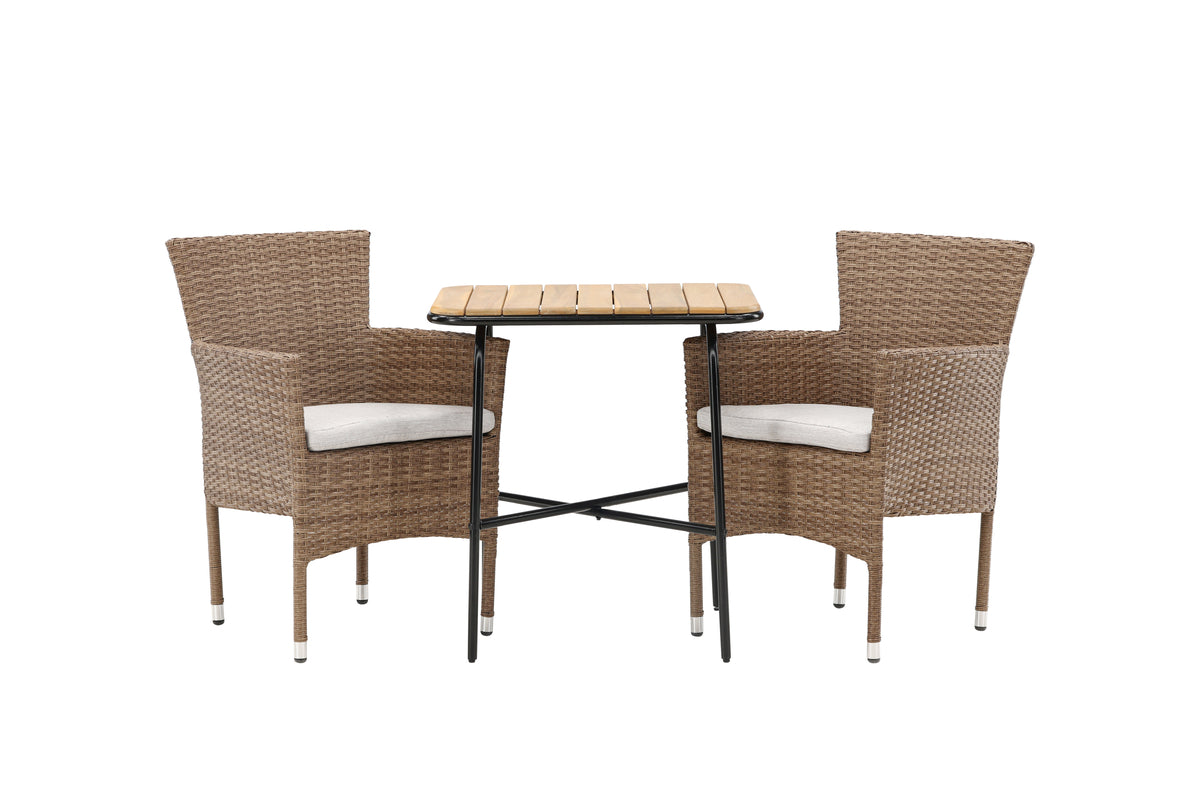 Venture Design Malina & Holmbeck Matstolar 2-pack Natur + Cafebord 70 x 55 Natur